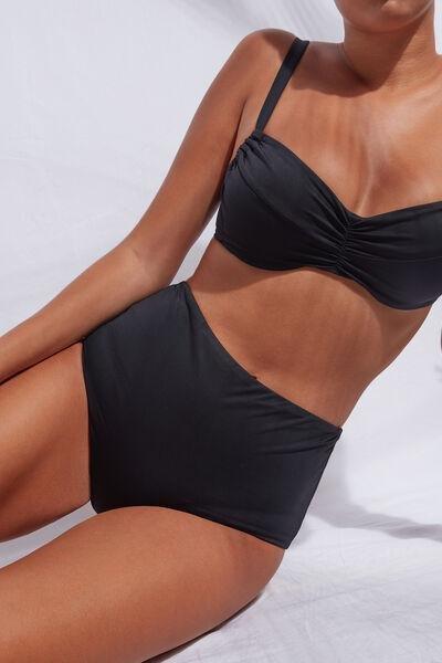 Black High-Waisted Shaping Bikini Bottoms, , large image number 0