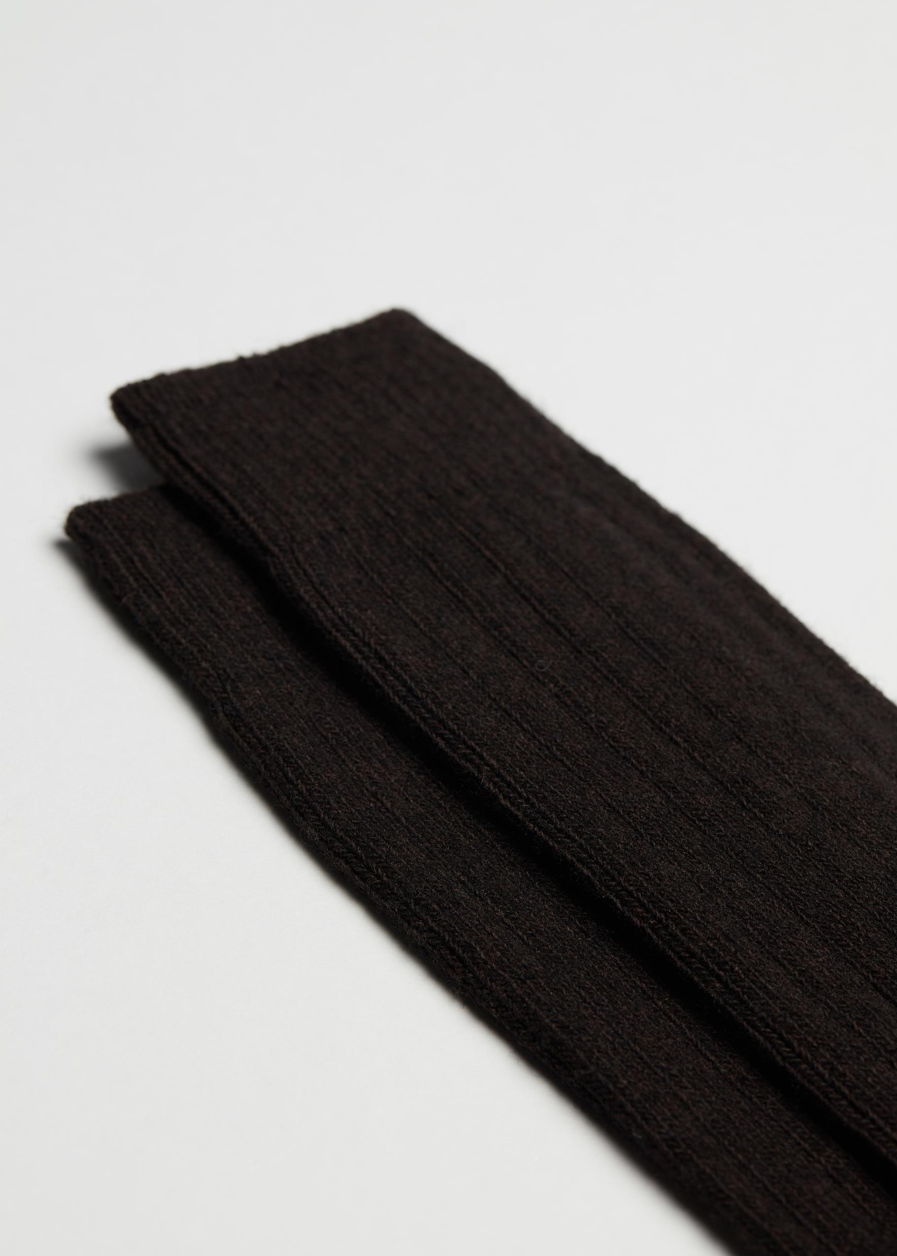 Brown Short Ribbed Socks, , large image number 1