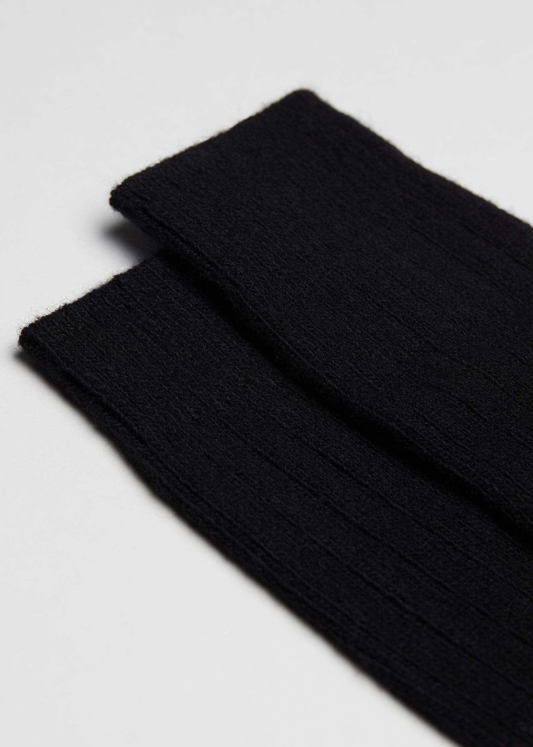 Black Short Ribbed Socks, , large image number 1