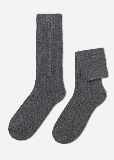 Grey Short Ribbed Socks, , large image number 0