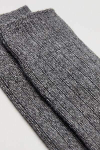 Grey Short Ribbed Socks, , large image number 1