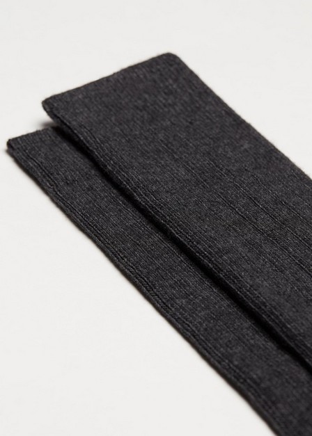 Calzedonia - Charcoal Grey Short Ribbed Socks With Wool And Cashmere, Men