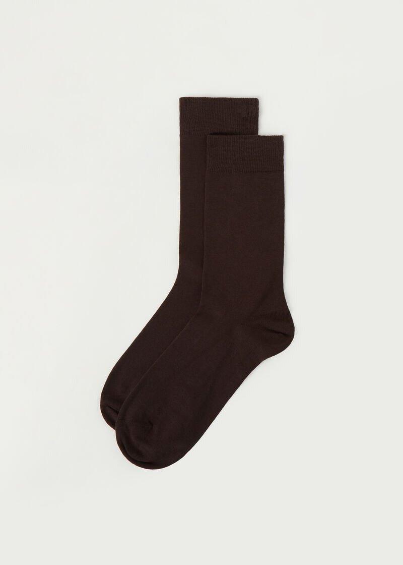 Brown Warm Cotton Short Socks, Brown, medium