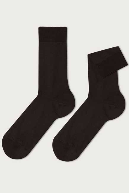 Calzedonia - BROWN Men�s CrewStretch Cotton Socks