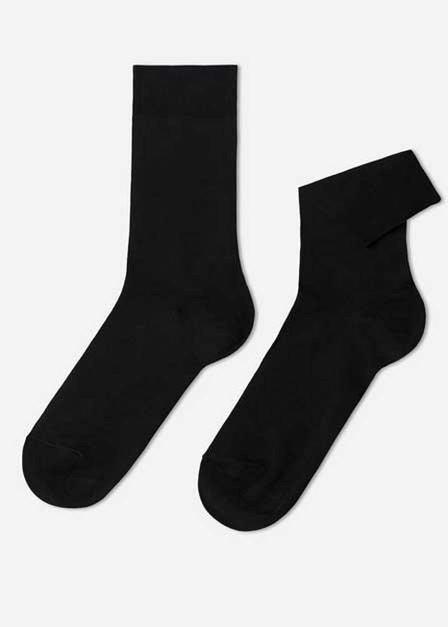 Calzedonia - BLACK Men�s CrewStretch Cotton Socks