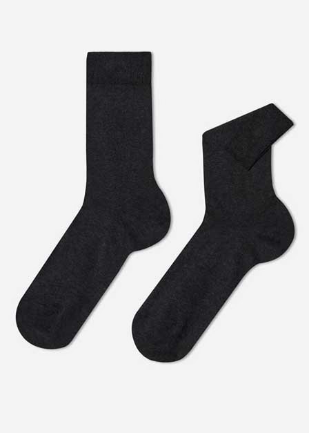 Calzedonia - Charcoal Grey Blend Short Stretch Cotton Socks, Men