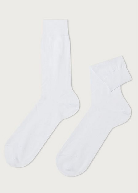 Calzedonia - White Lisle Thread Ankle Socks, Men