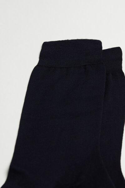 Blue Lisle Thread Ankle Cotton Socks, Blue, large image number 3