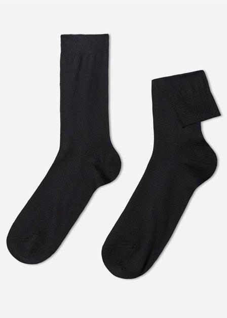 Black Lisle Thread Ankle Socks, , large image number 0
