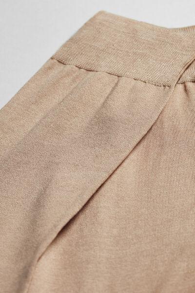 Beige Trimmed Crew Socks, , large image number 1