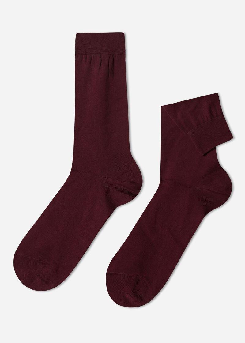 Red Lisle Thread Ankle Socks, , large image number 0