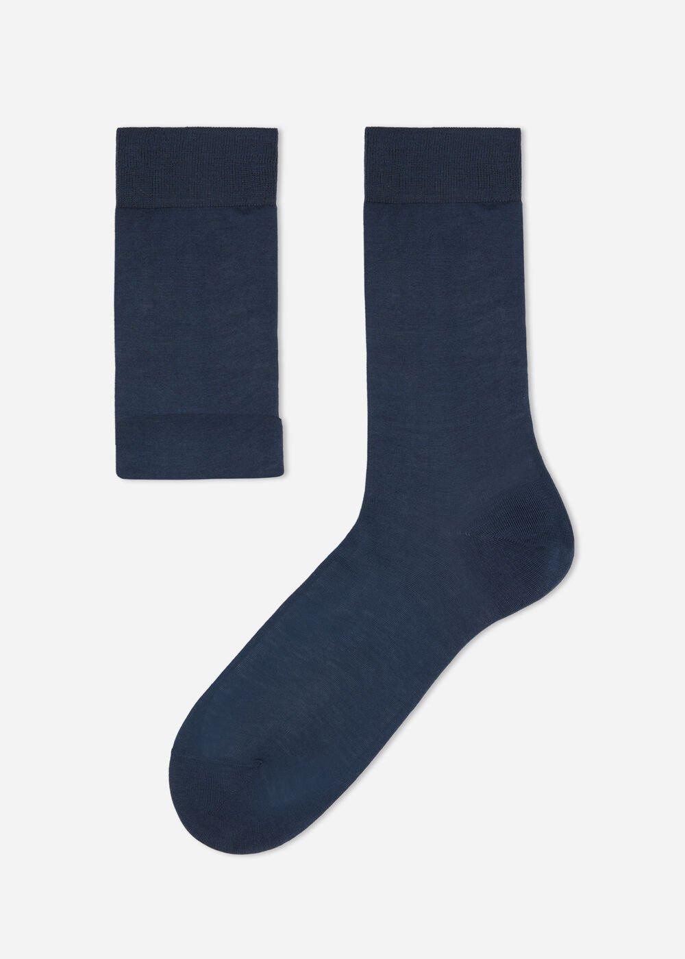 Blue Lisle Thread Ankle Socks, , large image number 0