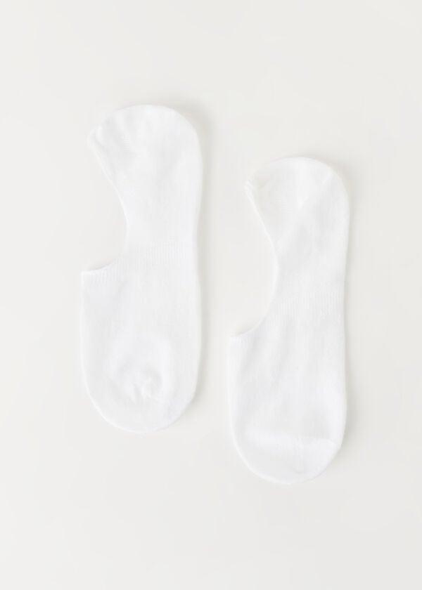 White Cotton And Linen Invisible Socks, , medium
