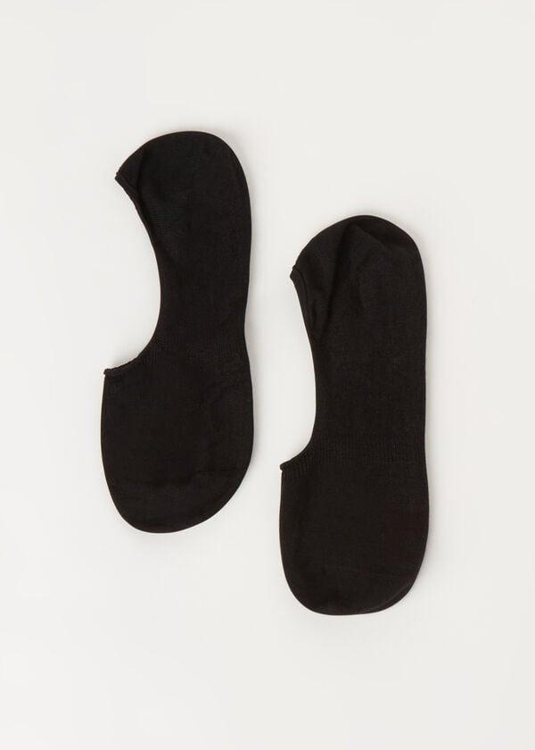 Black Cotton And Linen Invisible Socks, , large image number 0