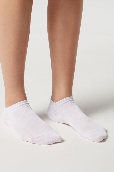 White Cotton No-Show Socks, Unisex, , large image number 0