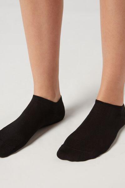 Black Cotton No-Show Socks, Unisex, , large image number 0