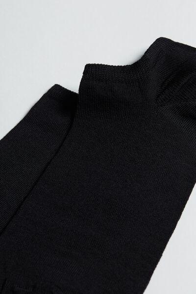 Black Cotton No-Show Socks, Unisex, , large image number 1