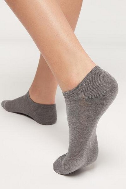 Calzedonia - Grey Blend Cotton Pop Socks, Unisex