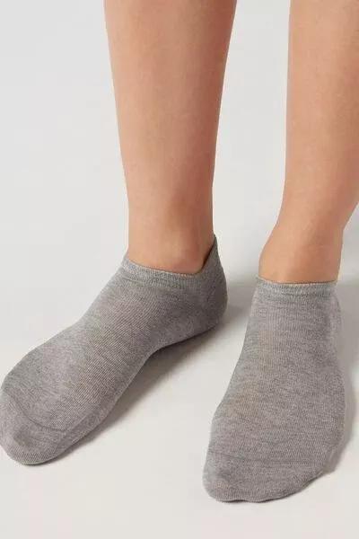 Grey No-Show Socks, Grey Fleece, medium