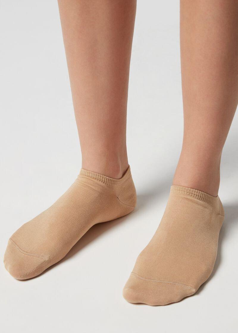 Beige No-Show Socks, Sand, large image number 0