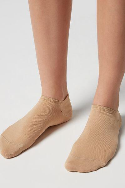 Beige No-Show Socks, , large image number 2