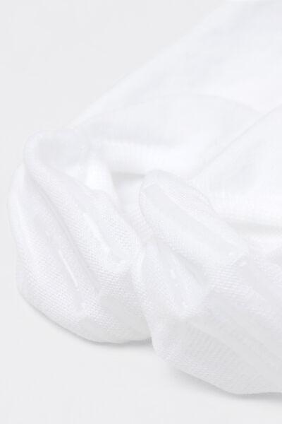 White Short Cotton Sneaker Socks, White, medium