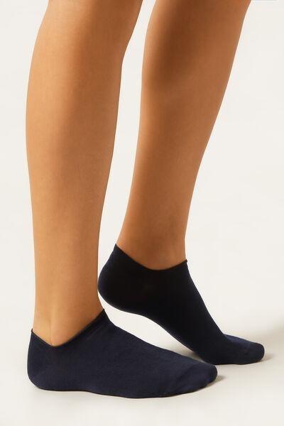 Navy No-Show Cotton Socks, Blue, large image number 0