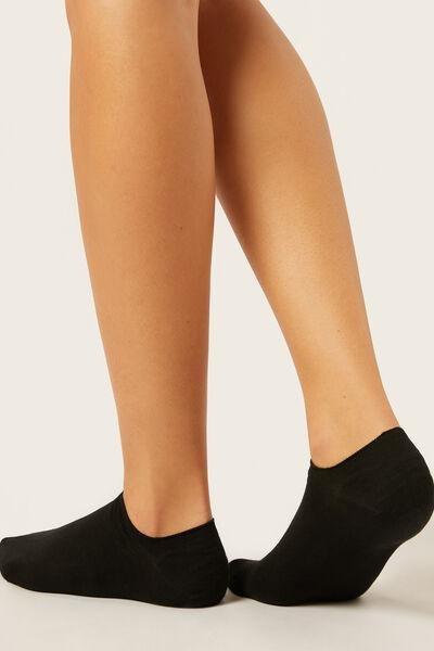 Black No-Show Cotton Socks, Black, large image number 0