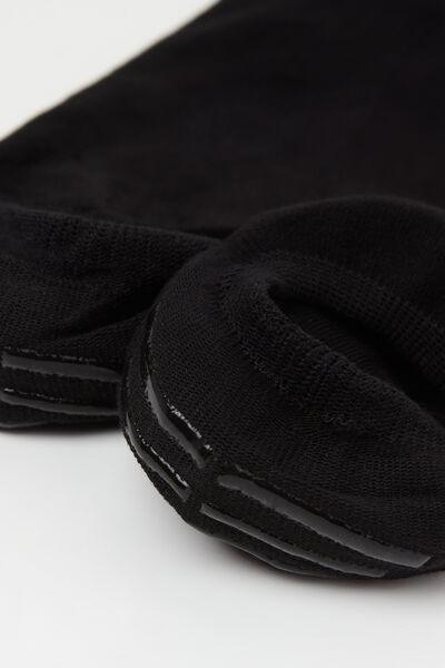 Black No-Show Cotton Socks, Black, large image number 1