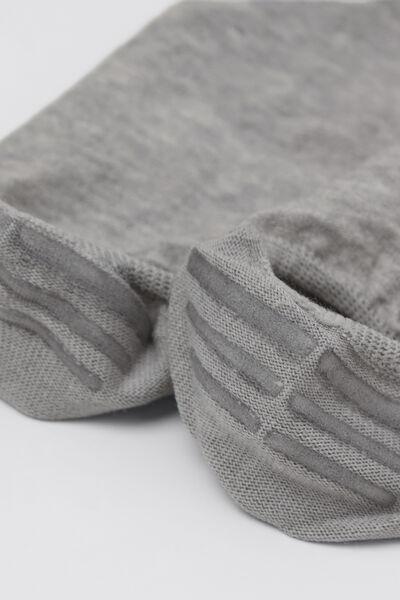 Grey No-Show Cotton Socks, Grey Blend, medium