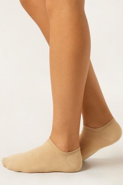Beige No-Show Cashmere Socks, Sand, large image number 0