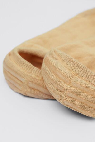 Beige No-Show Cashmere Socks, Sand, medium