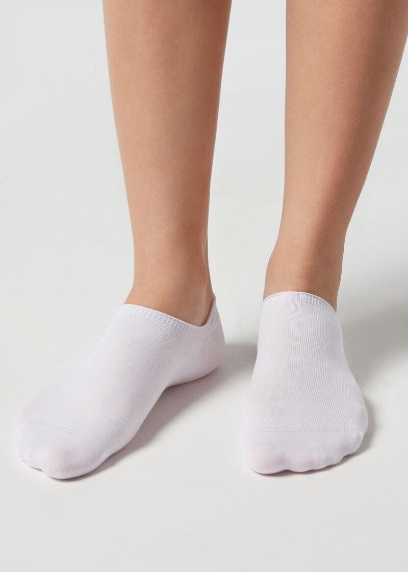 White Cotton No-Show Socks, , large image number 0