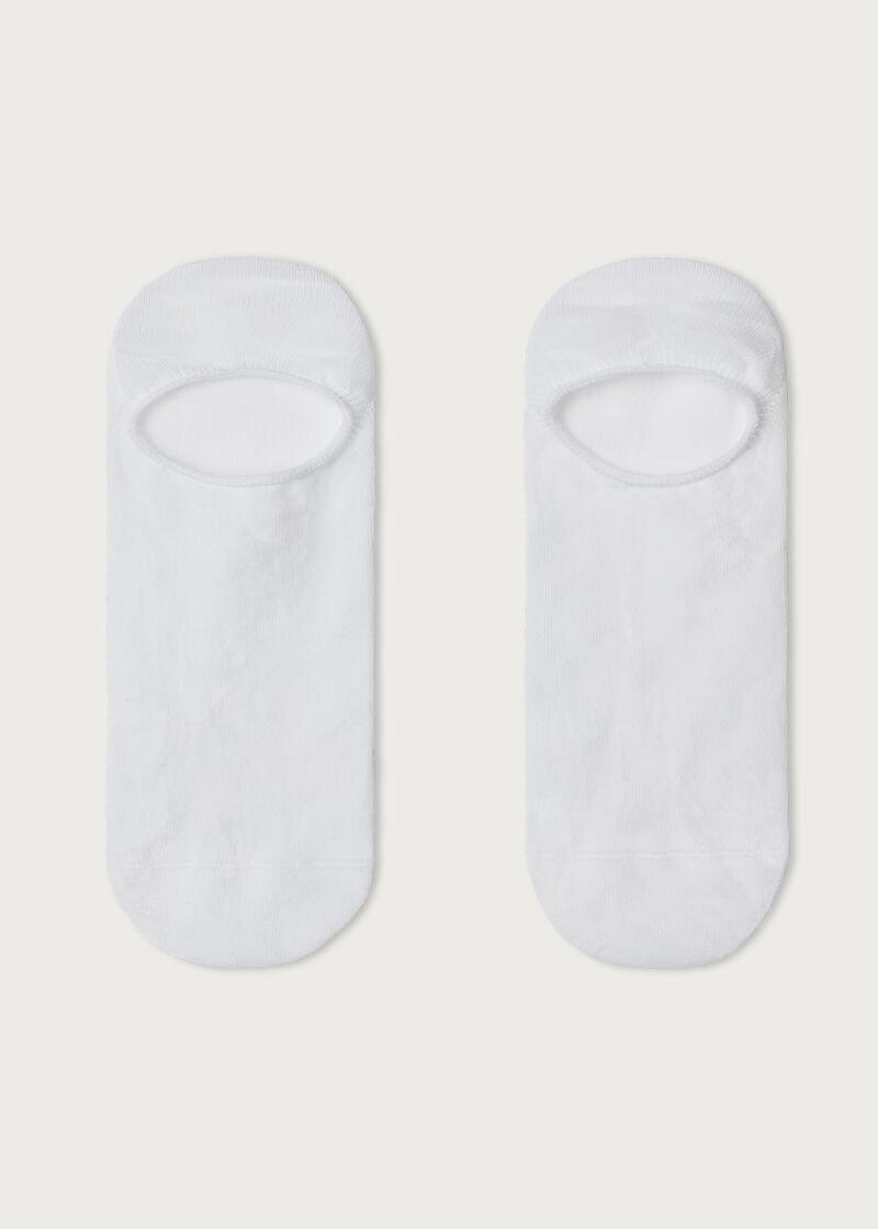 White Cotton No-Show Socks, , large image number 1
