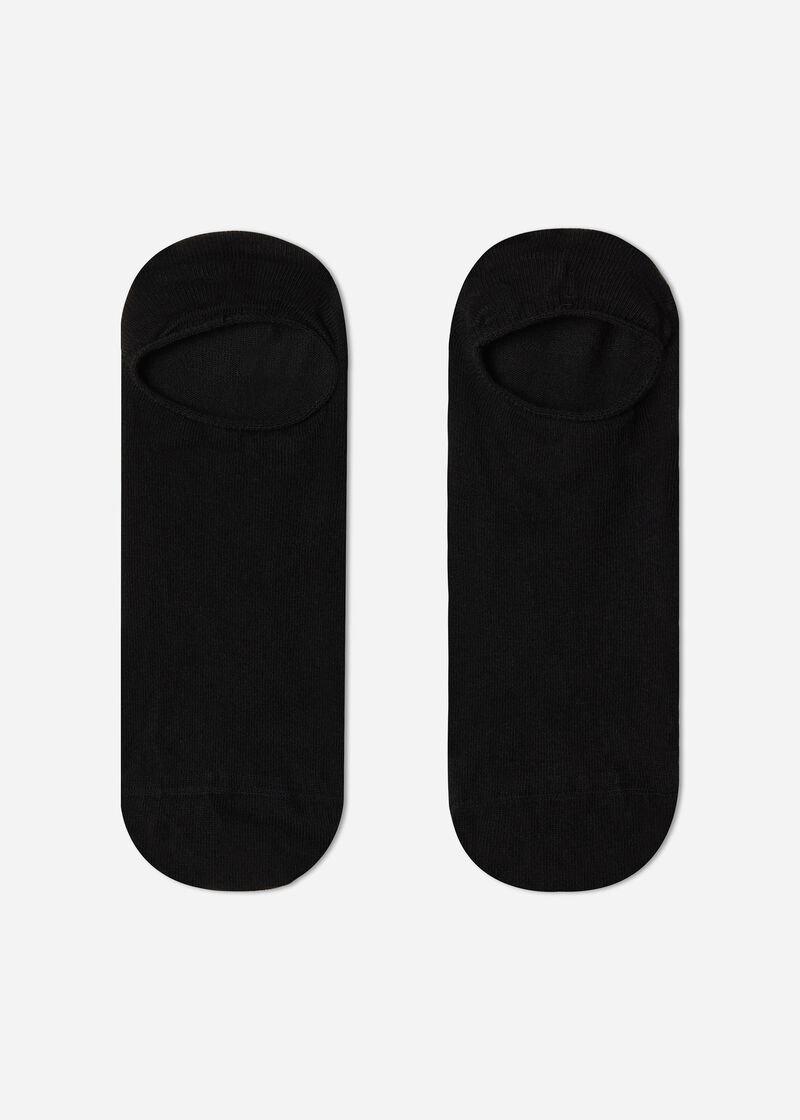 Black Cotton No-Show Socks, , large image number 1