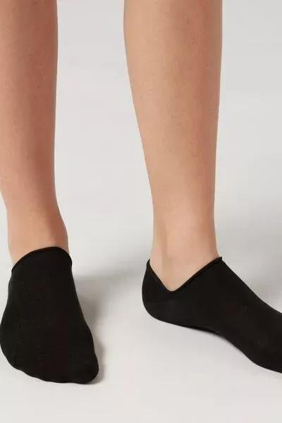 جوارب قطنية سوداء اللون للجنسين, Black, medium