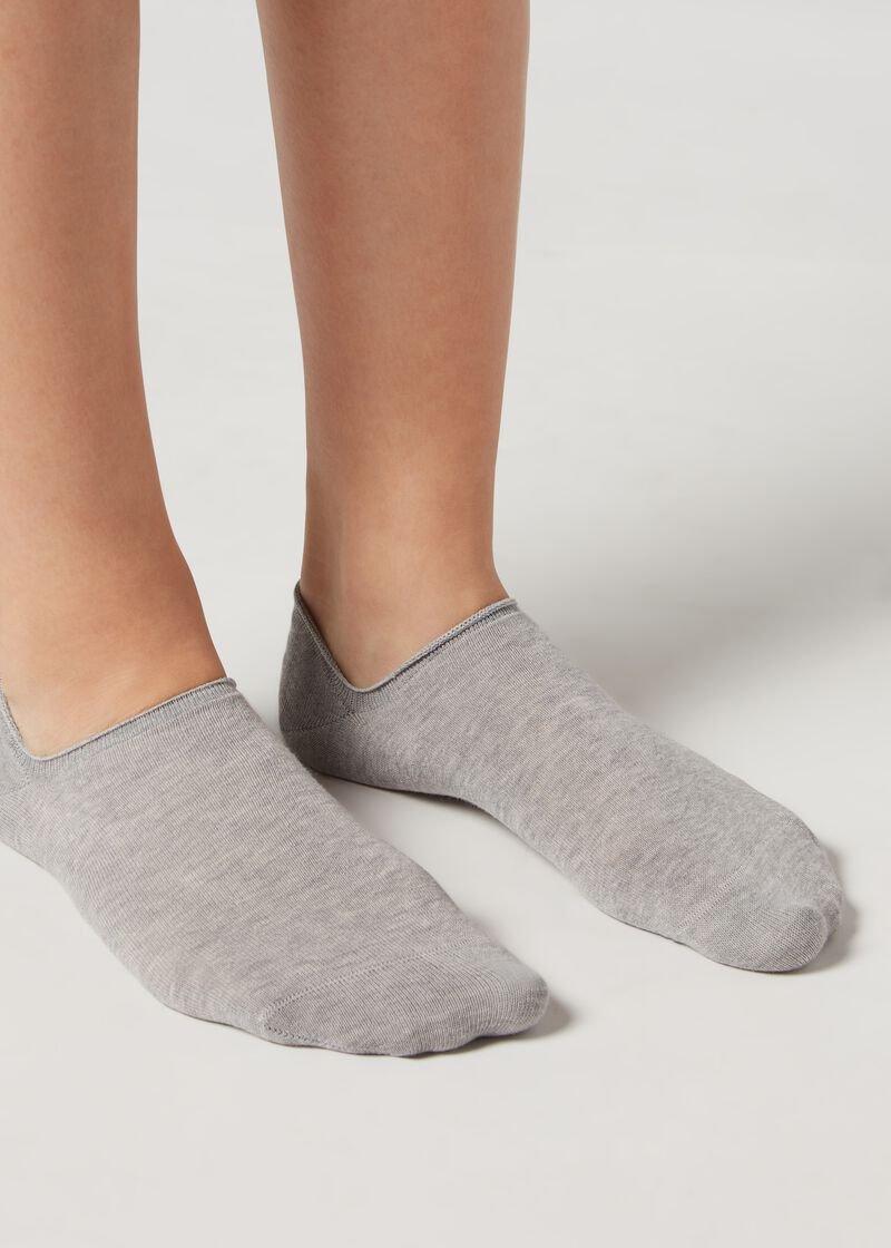 Calzedonia Grey Blend Cotton No-Show Socks, Unisex