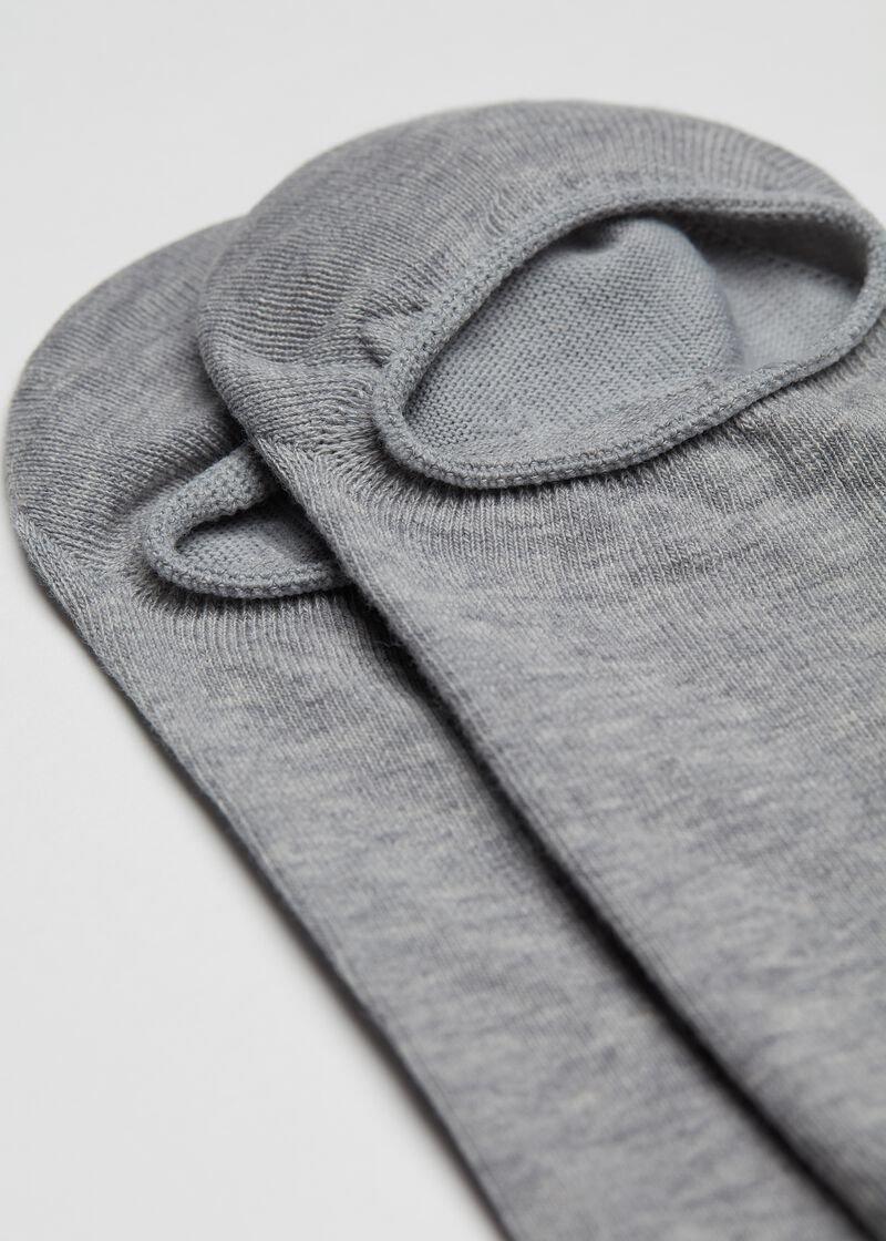 Calzedonia - Grey Blend Cotton No-Show Socks, Unisex