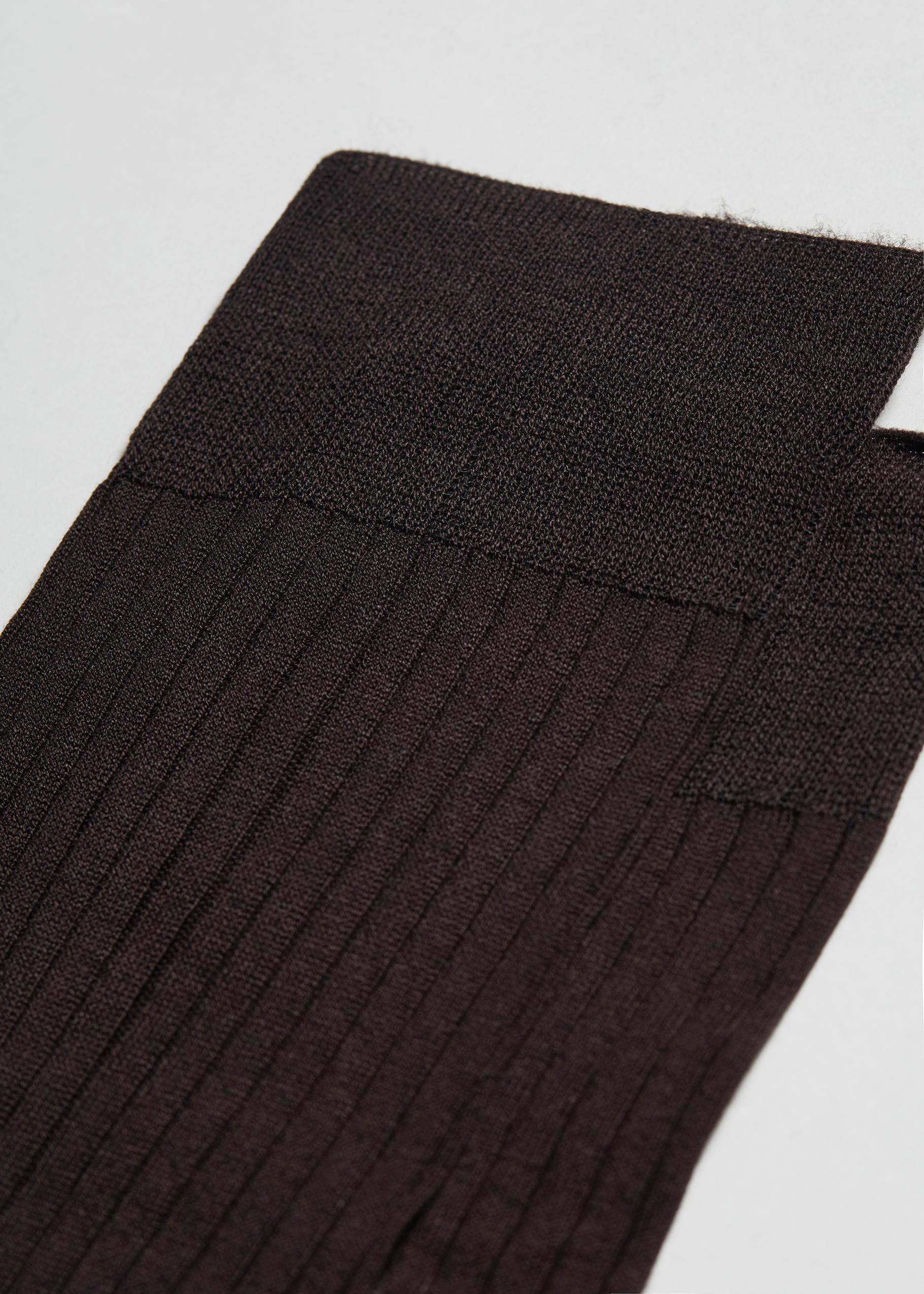 Brown Short Ribbed Lisle Socks, Men, , large image number 1