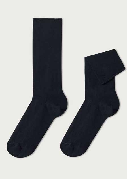 Blue Bandless Cotton Short Socks, 5501_016, large image number 0