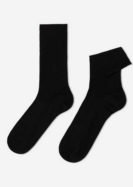 Calzedonia - BLACK Men�s Bandless Cotton Short Socks