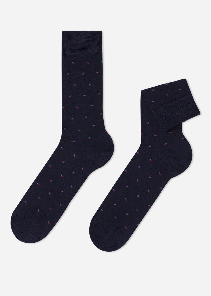 GALAXY BLUE PIN DOT Men�s Classic Lisle Thread Crew Socks, , large image number 0