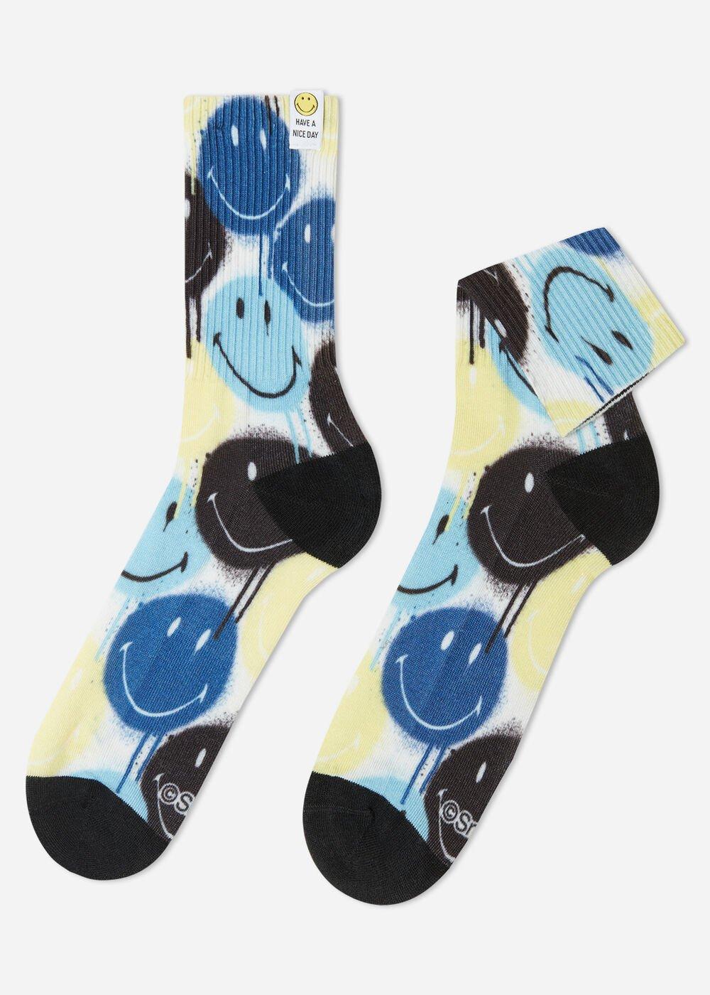 WHITE SPORT PRINT Men�s Smiley� Digital Print Crew Sport Socks, , large image number 0