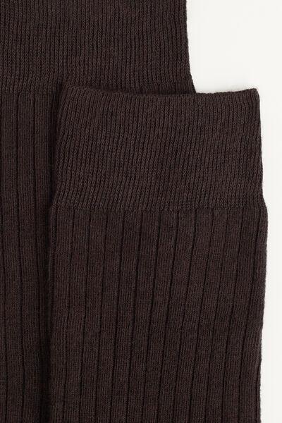 Brown Mens Ribbed Cashmere Short Socks, , large image number 0