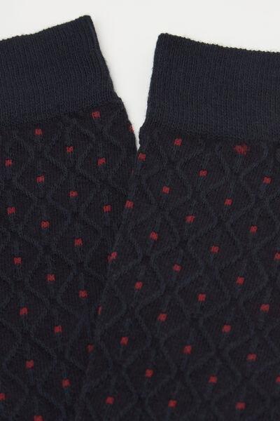 Navy Patterned Short Socks, 5501_265D, large image number 1