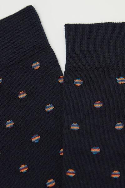 Blue Patterned Short Socks, 5501_306D, large image number 0