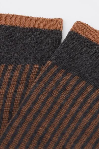 Grey Ribbed Patterned Cotton Socks, 5501_553D, large image number 0