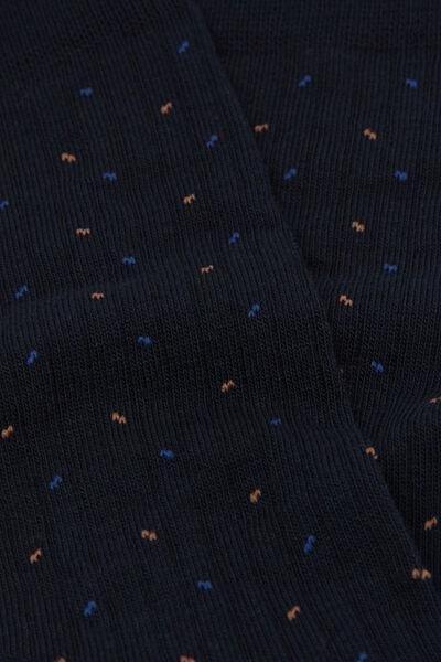 Navy Ribbed Patterned Cotton Socks, 5501_558D, medium