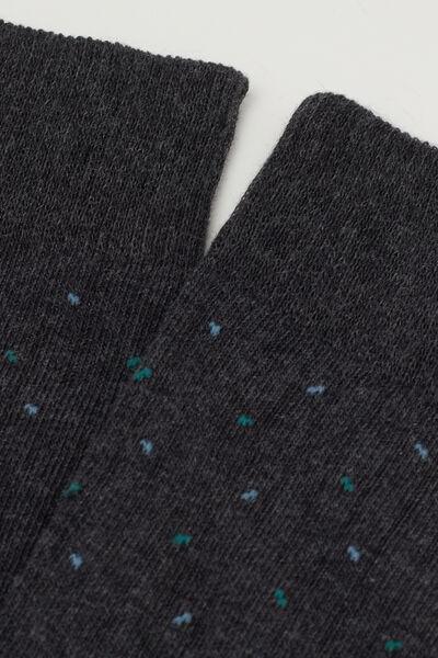 Grey Ribbed Patterned Cotton Socks, 5501_559D, medium