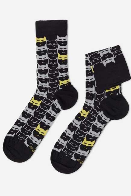 Black Short Digital Batman Print Socks, Men - One-Size, , large image number 0